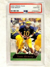 GRADED TOM BRADY ROOKIE 2000 PRESS PASS #37 PSA 10 RARE PATRIOTS BUCS