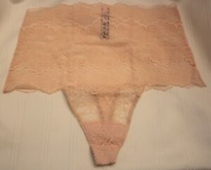 Victoria's Secret DREAM ANGELS High Waist Thong Panty Pink White Lace NWT