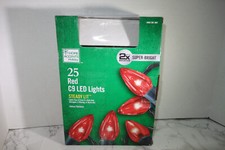 Home Accents Holiday 25 Red C9 LED SUPER BRIGHT Xmas Light Set 16 FT Steady Lit