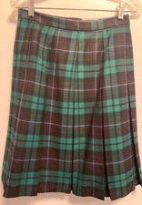Kilt Murray Brothers Scotland Wool Green Black Brown Blue Plaid Pleated t