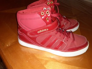 adidas red high top sneakers