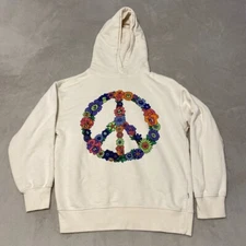 Molo Peace and Flora Hoodie Size 164 (S) Matt Unisex Rib Edge Pocket Cotton Y2K