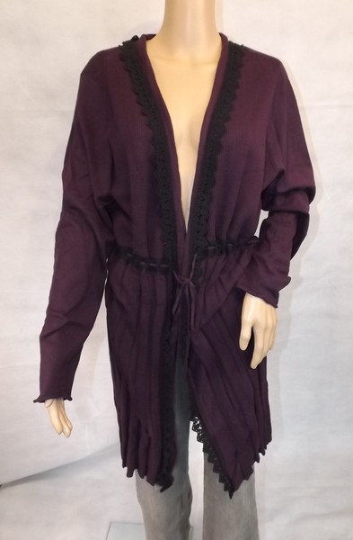 ★ Ulla Popken ★ 46+ 46/48 ~ Bordeaux Pflaume ~ Toller Cardigan Strickjacke L-image