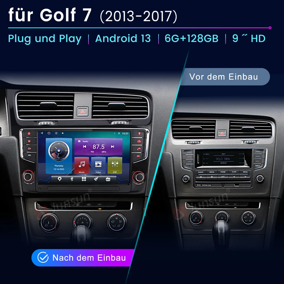 Carplay Android14 Autoradio Für VW Golf VII MK7 13-2020 GPS Navi WIFI 4G 6+128G - Bild 3 von 4