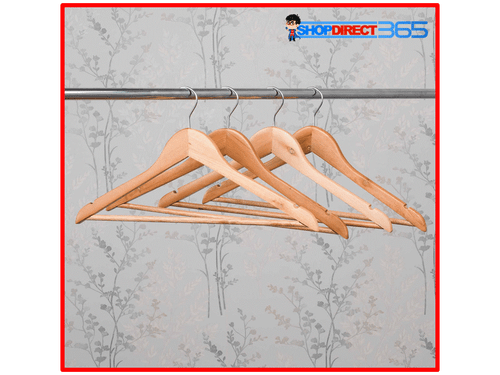 WOODEN COAT HANGERS SUIT GARMENTS CLOTHES WOOD HANGER STRONG TROUSER BAR SET 341 - Picture 5 of 8