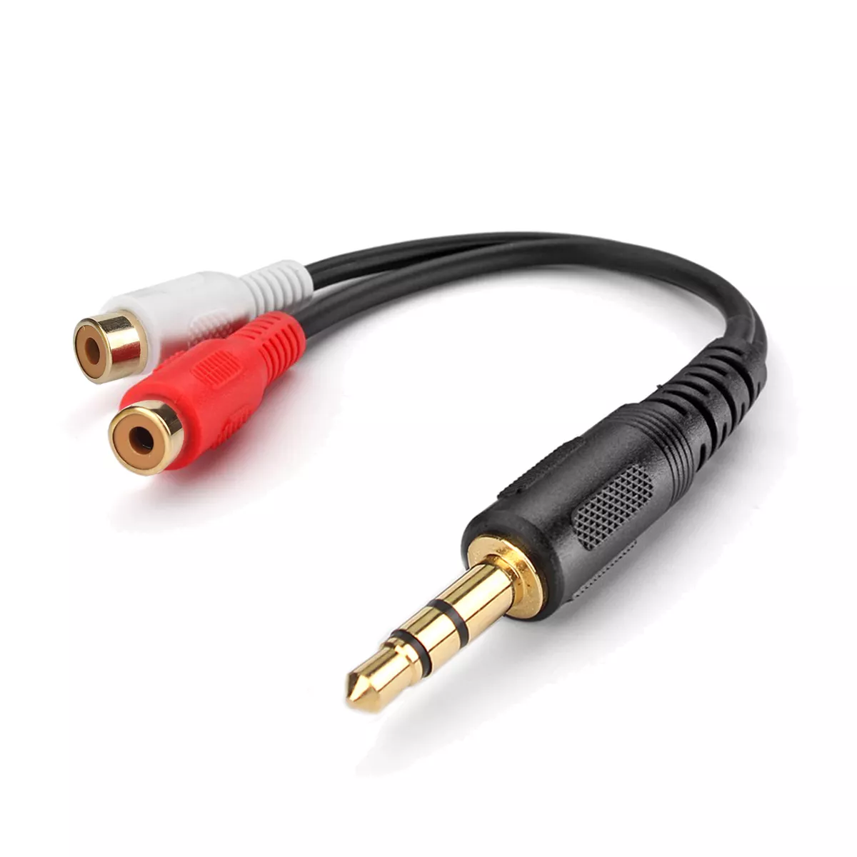 3.5mm Stereo Plug to Dual Two 2 Port RCA Female Adapter Y