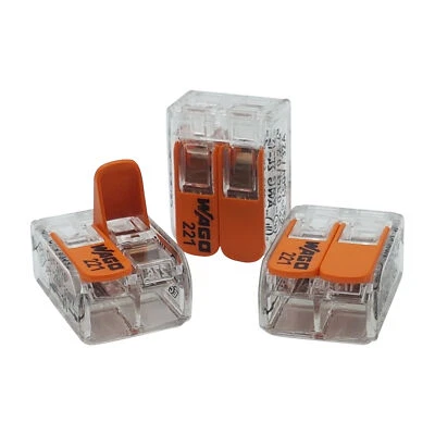 WAGO KONTAKTTECHNIK GMBH & CO. KG 30 Stück Wago 221-412 Verbindungsklemme 2 Leiter mit Betätigungshebel 0,2-4 qmm