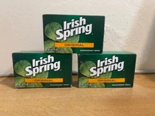 NEW 3 ORIGINAL IRISH SPRING DEODORANT BAR BATH SOAP 4 oz EA SEALED DISCONTINUED