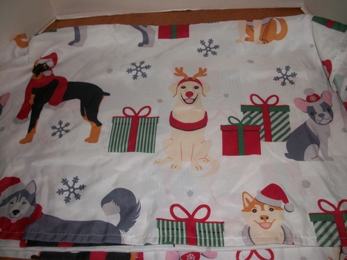 Holiday Time Christmas Dogs Fabric Shower Curtain