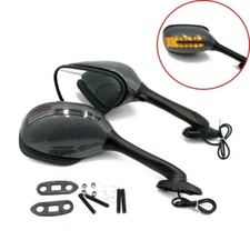 Rearview Side Mirror with Light Lam For  GSXR600 2006-2015 K5 K6 K11 carbon Look