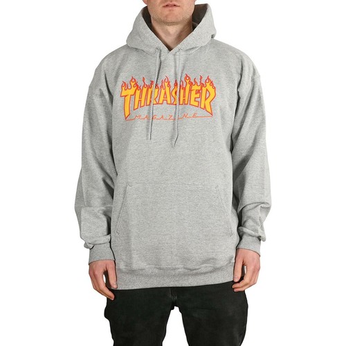 Thrasher Flame Logo Grey Hoodie