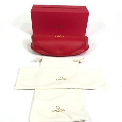 Omega Eyeglasses Case Red Soft Leather Flap with Box Cloth and Sack Bag