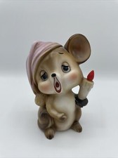 Vtg Ceramic Josef Originals Japan Sleepy Mouse Night Light  Royal Gorge  Rare