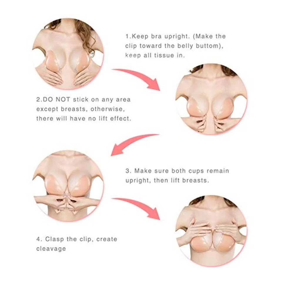 Silikon BH selbstklebend - Magic Klebe Push-Up Bra transparent; Gel rückenfrei - Bild 4 von 4