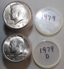 2 Roll Lot 1979 P & D Kennedy Clad Half Dollars Uncirculated 50c US Coins