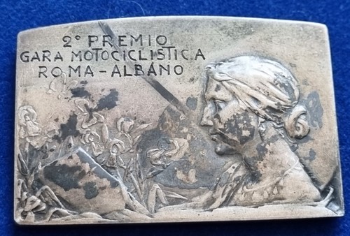PLACCHETTA ARGENTO CARNEVALE 1924 PREMIO GARA MOTOCICLISTICA ROMA ALBANO LAZIALE - Picture 7 of 19