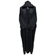 Plus Size Unisex Moroccan Cotton Black Hooded Thobe Djellaba Jubba