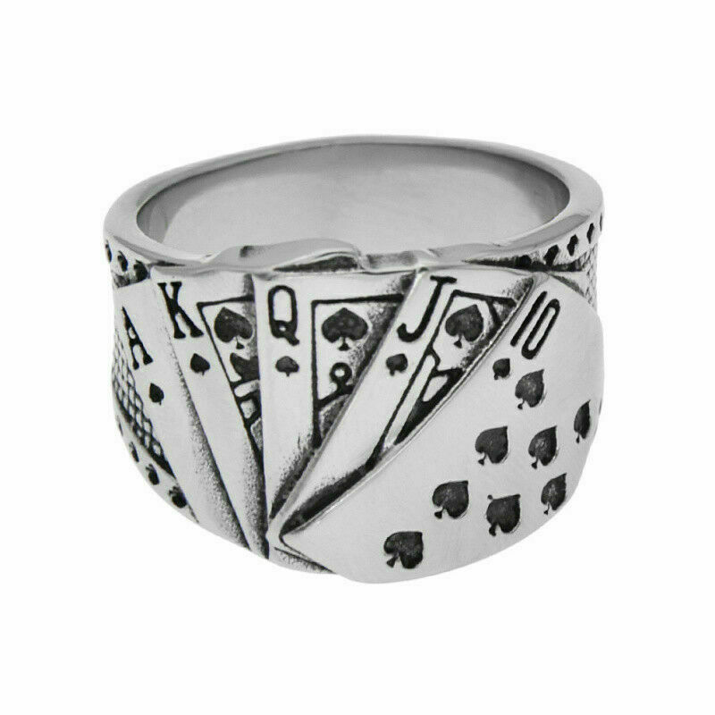 Casino Card Game Men Ace Of Spades Poker Lucky Ring Stainless Steel 10 J Q  K A | Wish