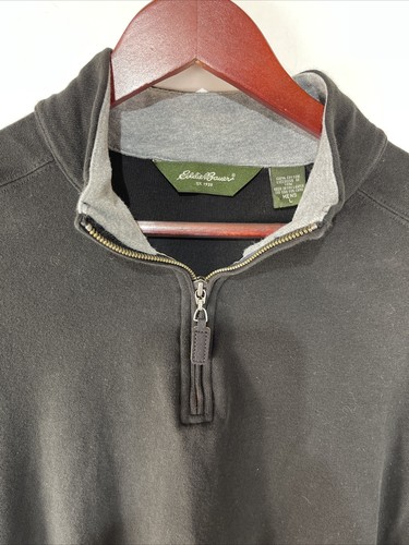 Eddie Bower Mens Large Black Fleese 1/4 Zip Pullover - Picture 2 of 7