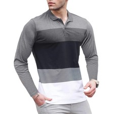 Men's Long Sleeve Slim Fit Polo Shirts Summer Shirts Casual Golf Shirt