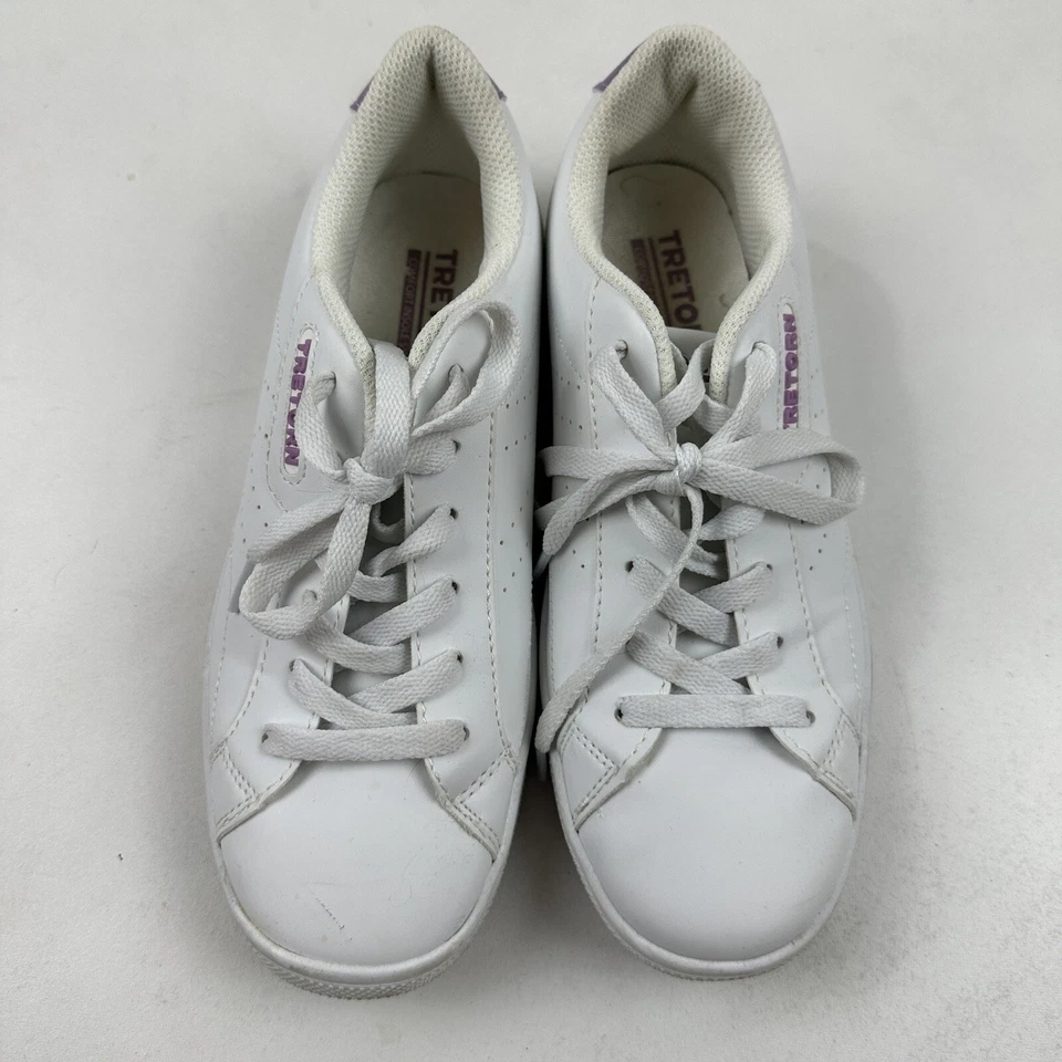 Zapato Deportivo TRETORN Center Court Blanco Púrpura Para Mujer Talla 8M PU Parte Superior Baja Con Cordones Foto 4 de 4