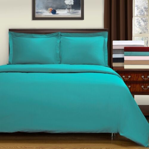 Egyptian Cotton Duvet Set Plain Dyed Percale Quilt Cover Bedding Set All Sizes - Picture 24 of 25