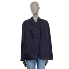 65307 auth CHRISTIAN DIOR navy blue cotton 2020 SHANTUNG Cape Jacket 38 S