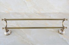 Antique Brass Wall Mounted Bathroom Double Towel Bar Rack Gba572