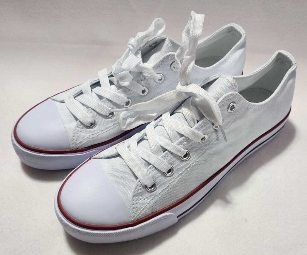 white with blue and red stripes women sneakers canvas size