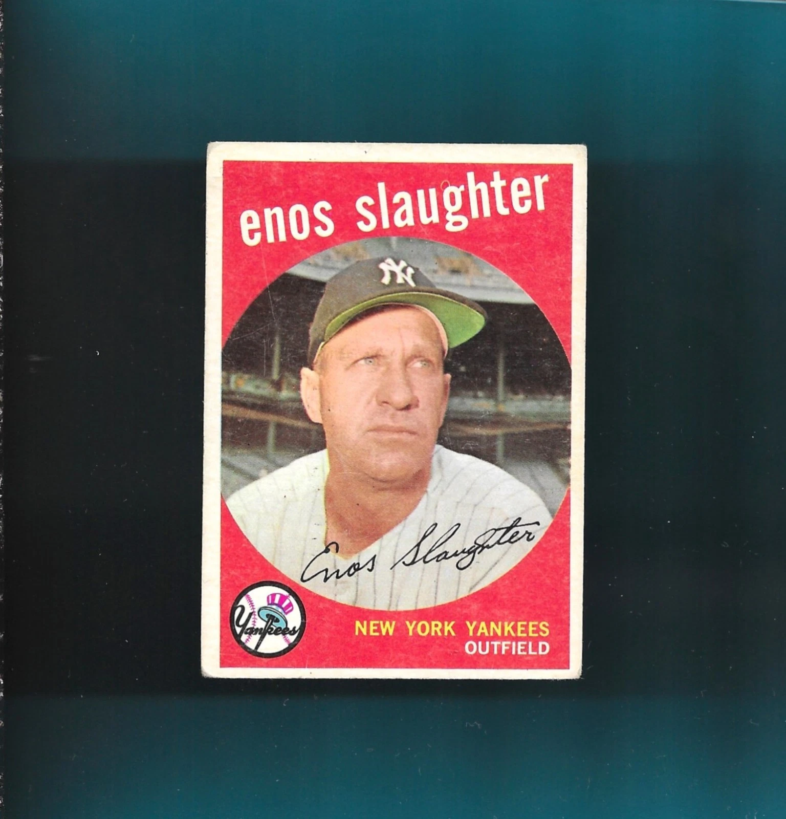 ENOS SLAUGHTER-NEW YORK YANKEES! 1959 Topps Card # 155 NO CREASES!