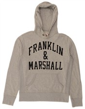 FRANKLIN MARSHALL Mens Graphic Hoodie Jumper Medium Grey Cotton CS08