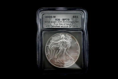 2006-W American Silver Eagle 20th Anniversary Set ICG~First Day of Issue~SP70
