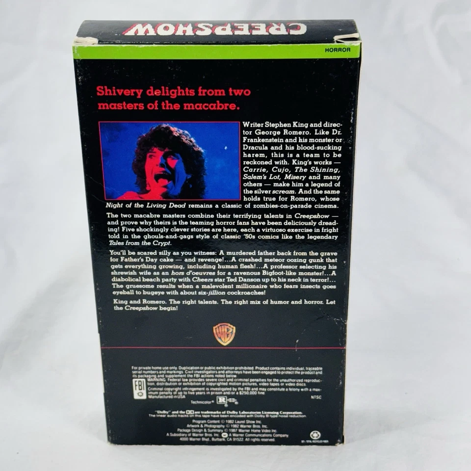 Creepshow VHS (1982, 1987) Warner Bros Laurel Horror Stephen King George Romero - Image 3 of 4