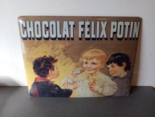 Curved Advertising Sign Chocolate Félix Potin 2004 Metal 40 Cm X 30 Cm