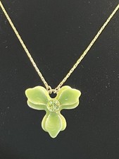 Pilgrim Danish Design Green Enamel Flower Silver Tone Necklace