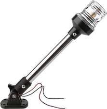 12 inch Stern Light - White LED Anchor & Bimini Top Lights for Pontoon & Fishing