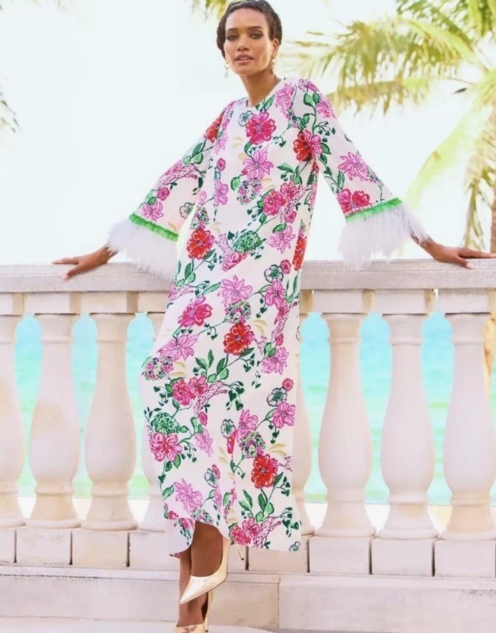 NWT LILLY PULITZER NATHALIA EMBELLISHED SILK MAXI DRESS *SAFARI SANCTUARY Size 4