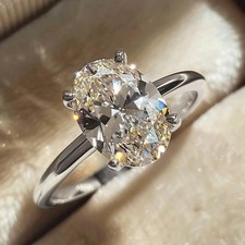 925 Sterling Silver CZ Solitaire Engagement Ring Women Wedding Band Gift | UK
