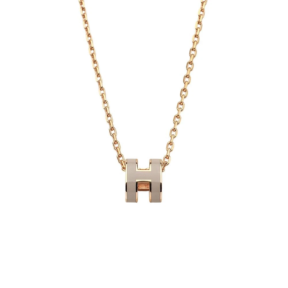 HERMÈS Mini collana Hermes oro rosa marron glacé pop a scarpa H147992FO55 35419