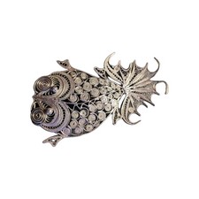 Victorian Silver Gold fish Broach Hook Clasp Delicate Almost Ephemeral Filagree