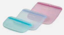 Tupperware Ultimate Silicone Slim Bag Set Microwave Freezer Oven Safe Set 3 Bags