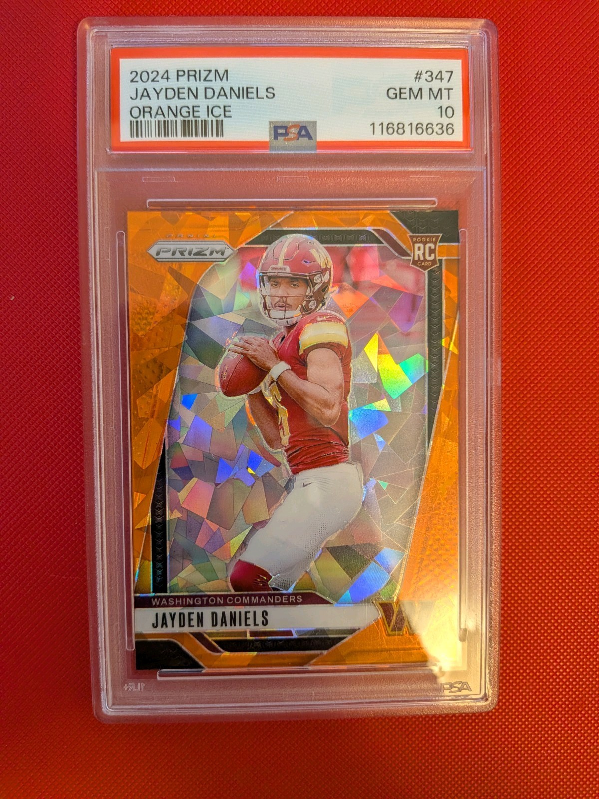2024 Panini Prizm - Rookies Jayden Daniels #347 Orange Ice Prizm (RC) PSA 10