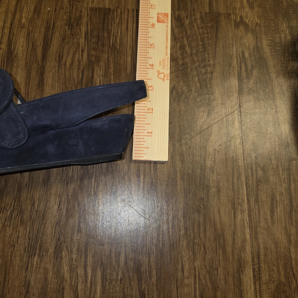 Pas de Rouge cuñas con cordones para mujer 9 (40) azul marino hebilla punta abierta tacón de 1,75" Foto 2 de 4