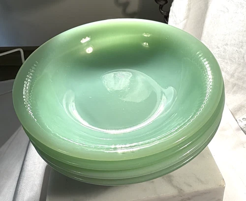 4 Jadite Jane Ray 6" Cereal Salad Bowls Fire King Excellent