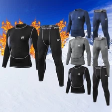 Fleece Thermal Underwear Set Long Johns Base Layer Winter Warm Sleepwear for Men