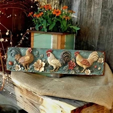 Retro Rooster Metal Sign Farmhouse Plaque Home Decor Rural Chicken Coop Wall Art