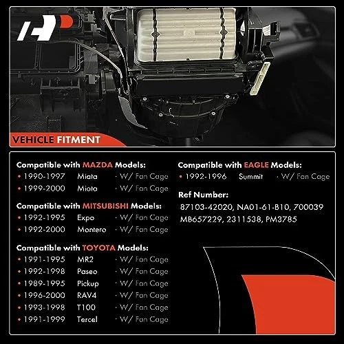 HVAC Heater Blower Motor for Toyota RAV4 1996-2000, Mazda Miata 1990-1997 Foto 3 de 4