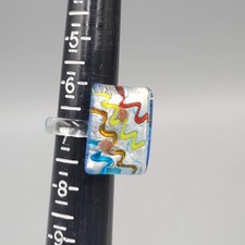 Dichroic Glass Ring Multicolor Rectangle Size 7