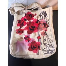 AVON Disney Snow White Evil Queen Tote Canvas Bag Women Cream Reversible Floral