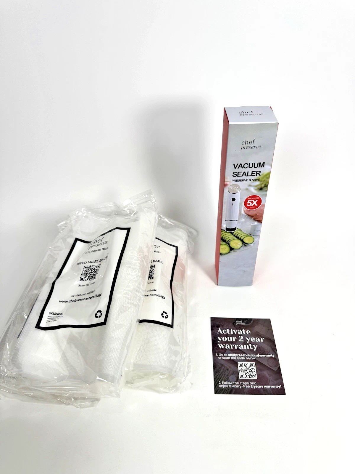 Chef Preserve Compact Vacuum Sealer for Food + 30 Reusable Vacuum Bags